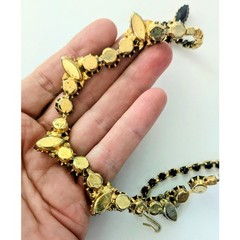 Vintage Jet Black Marquis & Clear Rhinestone Necklace & Bracelet Demi Parure