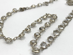Art Deco 1920s Necklace Sterling Silver Rhinestone Crystal Open Back Bezel 16.5″