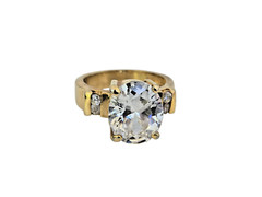 Vintage Sz 6.25 18KGE Gold Electroplate Ring w/ Big Center Stone