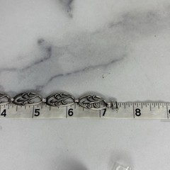 Vintage Sterling Silver Oval Link Leaf Floral Design Bracelet