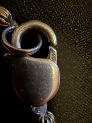 Vintage Long Cloisonné Necklace Copper Based & Wire Pewter Binding 925 Clasp