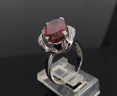 Unique 6.19ct Natural Rubellite 0.23ct Diamond Platinum Free Form Ring Size 5.5
