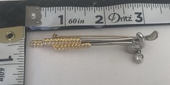Vintage Liz Claiborne LC Signed Gold Clubs Rhinestone Ball Dangle Brooch Pin.