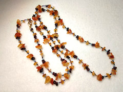 Vintage Gemstone Necklace Featuring Autumn Inspired Palette, 42″