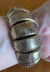 Vintage Statement Goth Rock Brutalist Aluminum Alloy Segmented Cuff Bracelet
