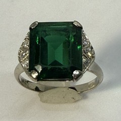 Antique American Art Deco 30s White Gold Natural Diamond Ring 3.6 Gram Size 6.25