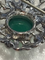 Brooch Theodor Klotz/TEKA Green agate Silver 835 vintage Germany jewellry 1970s