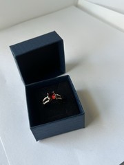 Vintage Red Cubic Zirconia Ring Gold Plated Womens Size 7