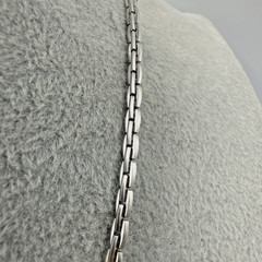 Vintage Sterling Silver Rectangular Block Link Chain Necklace 18″ 15.9g 2.5mm