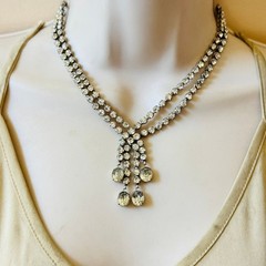 Tassel Necklace VTG Jeweled Austrian Crystal Rhinestone Art Deco Sparkly Choker