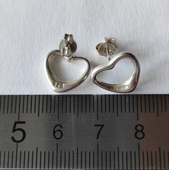 Vintage 925 Sterling Silver Open Heart Stud Earrings 1.8g Women’s Jewelry