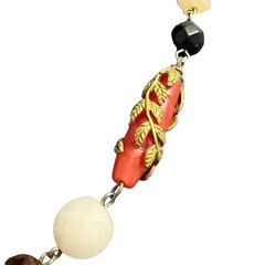 Vintage-style Necklace Leaf Multicolor Beaded Faceted Gold Tone 16.5-17 inches