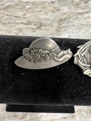 Birds And Blooms Pewter Brooch Pins Limited Edition Set Of 3 Vintage