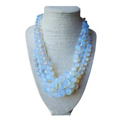 Vintage Multi-Strand Faceted Opalite Bead Statement Necklace