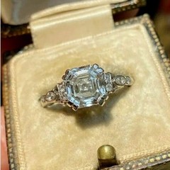 3.25Ct Asscher Cut Lab-Created Diamond Engagement Wedding 14k White Gold FN Ring