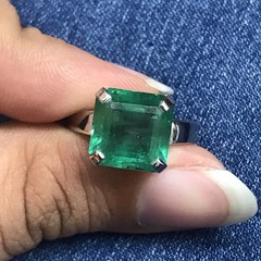 3.80Ct Natural Emerald Art Deco Antique Vintage Wedding Ring 925 Sterling Silver