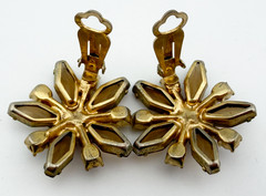 Juliana D&E Book Piece Brown Coffin Rhinestone Gold Bracelet & Clip-On Earrings