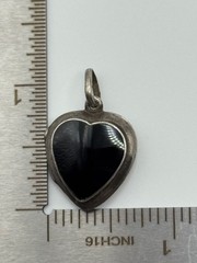 Vintage Sterling Silver Black Onyx Heart Locket Pendant