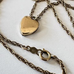 Vintage 1/20 12K GF Heart Shaped Locket and Chain Necklace Signed H.F.B. – 2.82g