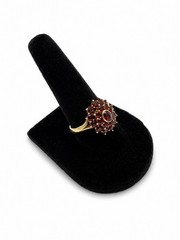 Vintage Bohemian Garnet Ring Sterling Silver Gold Vermeil Cluster Size 8.25