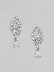 Art Deco Style Pear Lab-Created Diamond Engagement 14k White Gold FN Earrings