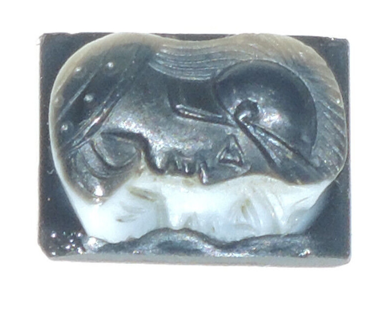 Victorian Double Layer Double Portrait Greek Warriors Carved Banded Agate Cameo
