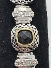 Vintage Renaissance Revival Black Onyx & Pave Cubic Zirconia Bracelet sz 7″