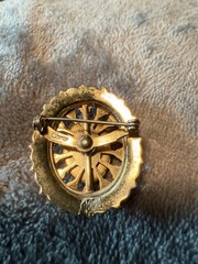 VTG 1 3/4” CORO CAMEO PIN W/Rhinestones- COSTUME JEWELRY