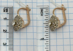 Vintage Original Rose & White Gold Cubic Zirconia Earrings 585 14K 7.36 g. 1990s