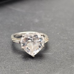 Sterling Silver Cubic Zirconia Heart Shaped Ring Size 8.75 925 JJJ 925 China