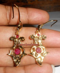 100% REAL & NATURAL 0.66ct ANTIQUE ROSE CUT DIAMOND VINTAGE RUBY DANGLE EARRINGS