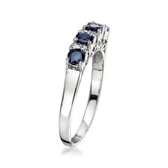 Vint Sapphire Rng w Diamonds in 14k White Gold Size 7