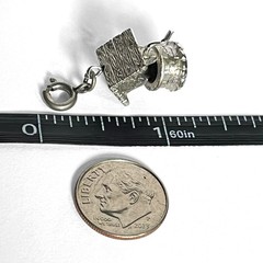 VTG Monet Wishing Well Charm Silver Tone Pendant Moving Handle Miniature Cute