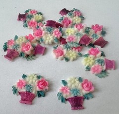 20mm Vintage Japanese Flower Basket Celluloid FlatBack MultiColor (36 pcs$21.00