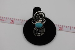 Double Spirals Turquoise Ring Sterling Silver