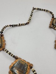 Vintage Mosiac Stones Brass Tribal Necklace 24″