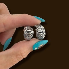 Vintage Sterling Silver Brutalist Fang Stud Earrings 17.7mm 7.1g