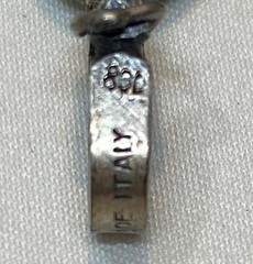 Italian Etruscan Revival 800 Silver Fob Charm Bracelet Semi Precious Stones