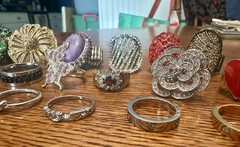 Vintage to Modern 20 Rings Adjustable & Various Sizes Sparkly Rhinestones Bands