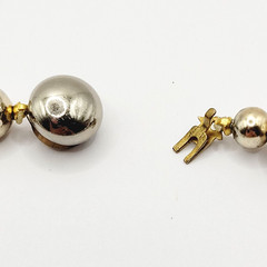 Choker Style Light Gold Tone Shiny Round Bead Vintage 1970s Necklace 15 Inch