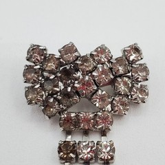 VTG Bow Brooch 2.25in Silver Tone Brilliant Crystal Dangling Rhinestone Estate