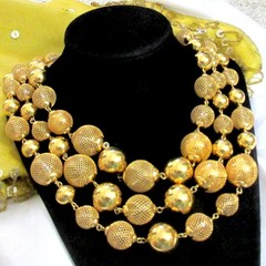 VTG Runway Luxe Multistrand GP Mesh Caged Bead MONET Weighty Necklace 170g