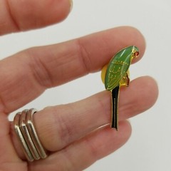 Vintage Circus Elephant On Ball Enamel Cloisonné Stick Pin & Parrot Push Pin