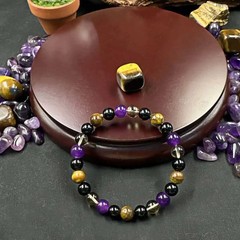 Natural Stone Symbolic Beaded Bracelet UNISEX Anxiety Relief Protection Jewelry