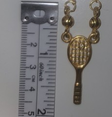 Gorgeous VTG Tennis Racket & Ball Charm Necklace Chain+ Pendant Taiwan Gold 👀