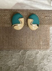 Vintage Silver Tone EnamelClip On Earrings Jewelry JMS-24