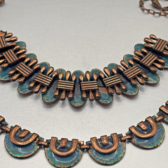VTG 1950’s Matisse Renoir Copper Enamel Art Deco Statement Necklace and Bracelet