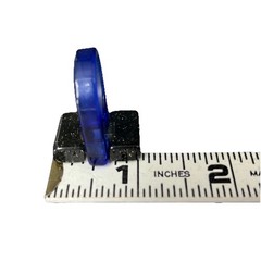Modernist Lucite Ring Blue Black Glitter Rhinestone Size 8 Chunky Post Modern
