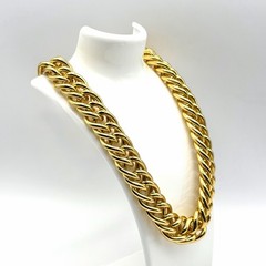 Vintage Anne Klein 24 Inch Heavy Chunky Gold Tone Curb Chain Statement Necklace