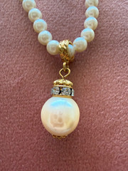 Vintage Liz Claiborne Faux Pearl Necklace with Large Pearl Pendant stamped